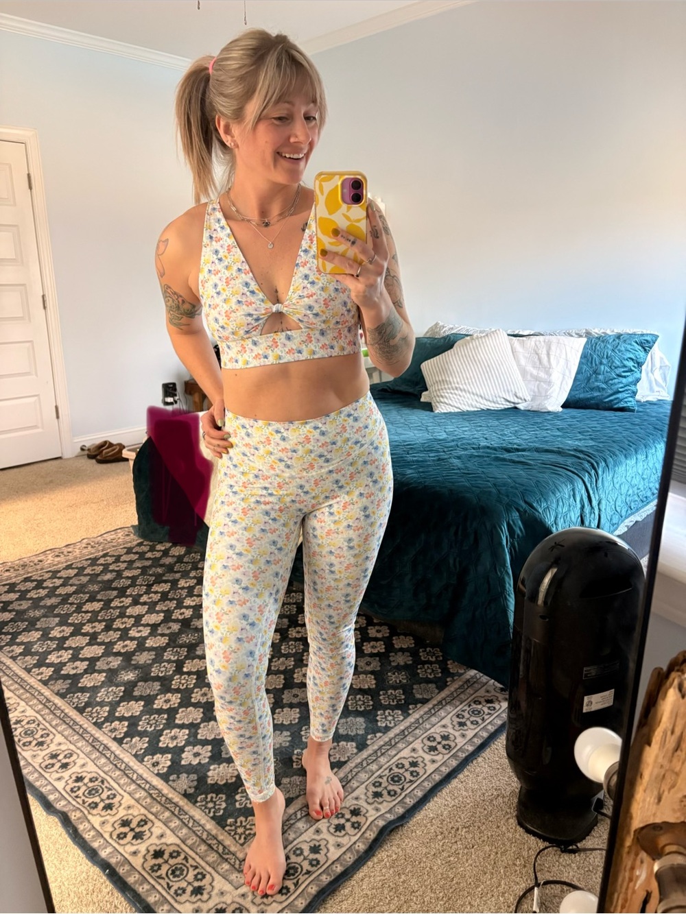 Floral Cutout Sports Bra & Legging Set